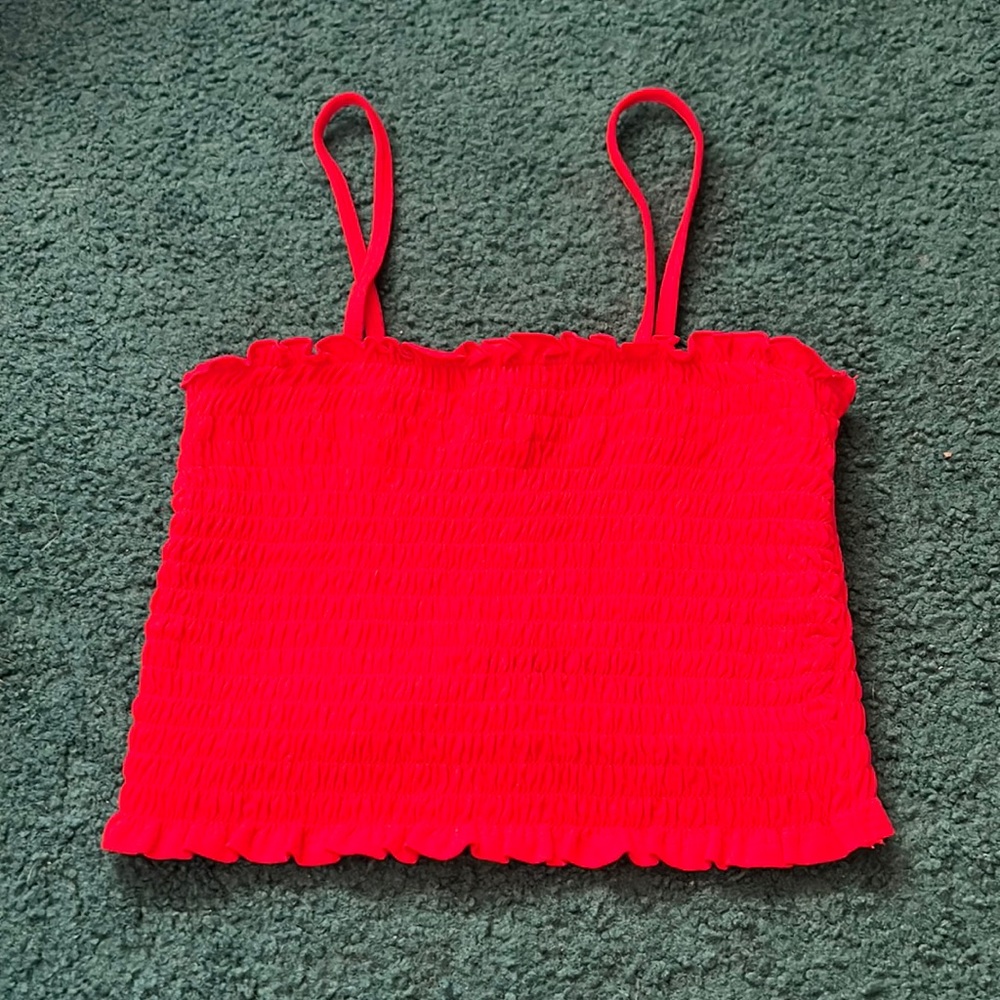 Red Ruffled Tank Top